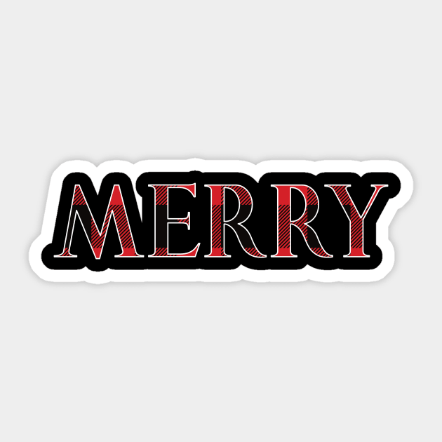 Merry  - Buffalo Plaid Sticker by CoastalDesignStudios